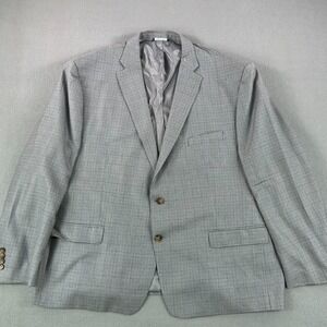 Ralph Ralph Lauren Blazer Mens 54R Houndstooth Wool Silk Jacket Gray Blue‎